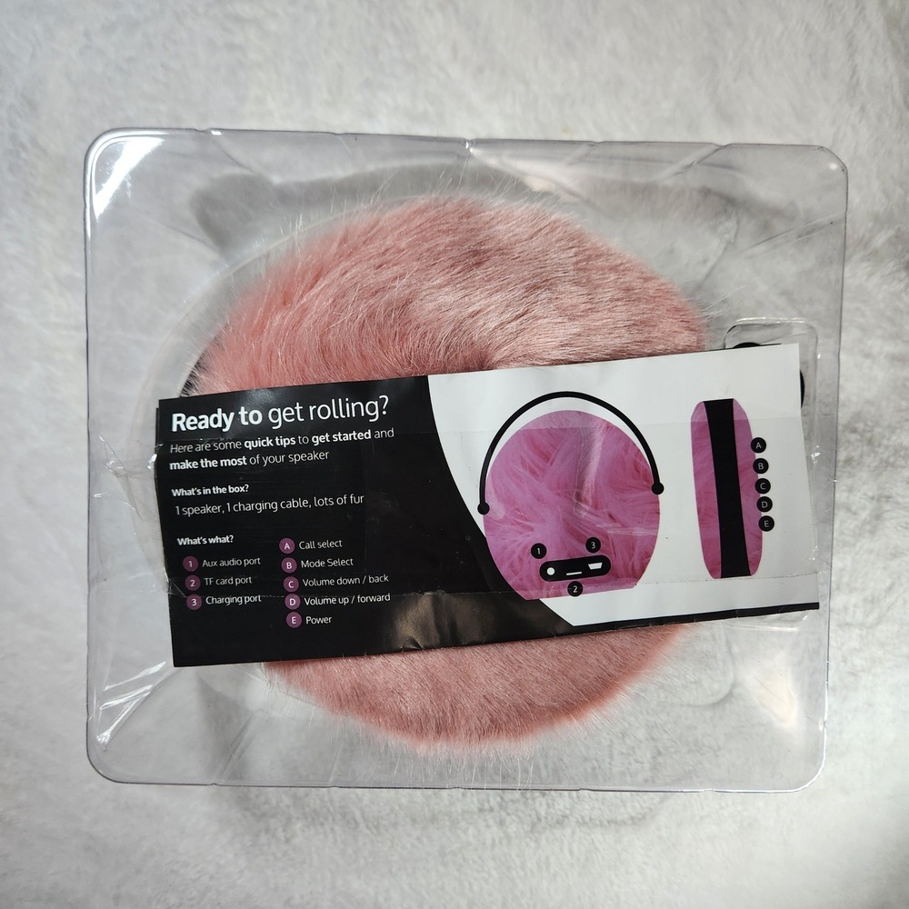 Nomodo Furry Pink Plush Wireless Bluetooth Speaker Portable Cozy Tech NEW